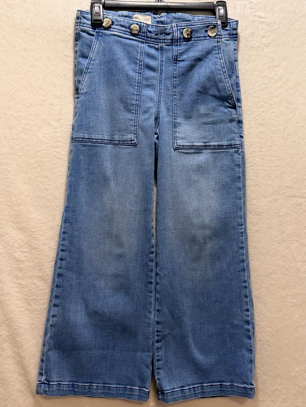 Pilcro Anthropologie High Rise Trending Sailor Style Wide Leg Crop Jeans 26 - Picture 5 of 9